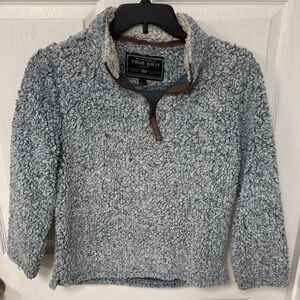 True Grit Gray Zip Up Sweater Cozy Knit Quarter-Zip